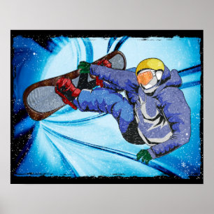 Póster Snowboard en la tormenta de nieve en Edgy