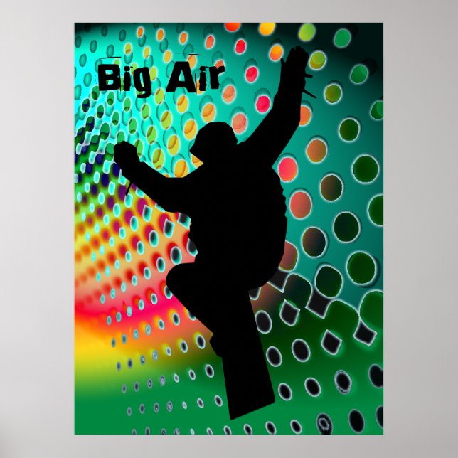 Póster Snowboard en una tormenta de nieve cósmica (Frente)