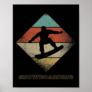 Póster Snowboard estilo estilo de los años 70 del retro S