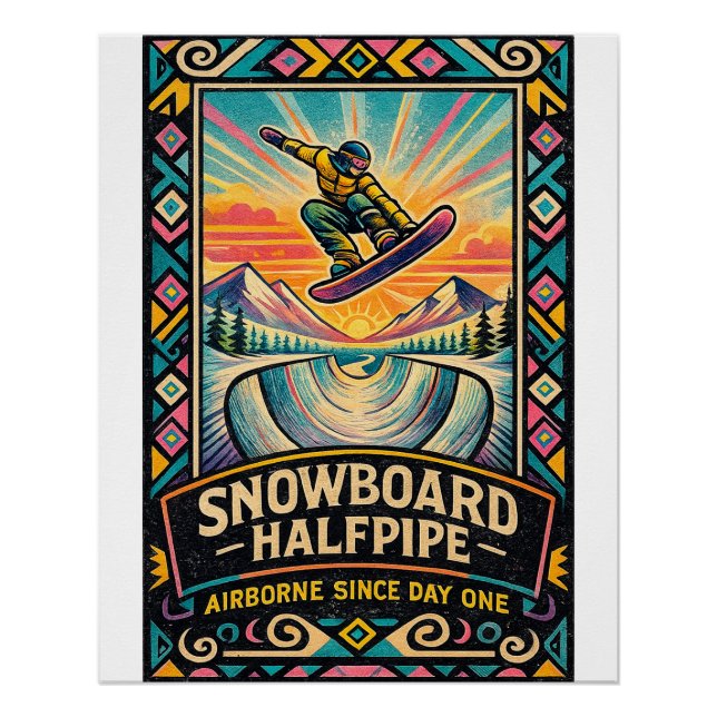 Póster “Snowboard Halfpipe – En el aire desde el primer d (Anverso)