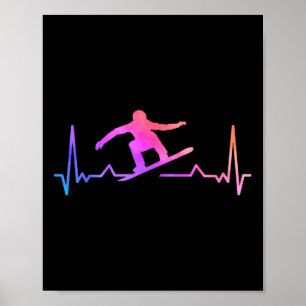 Póster Snowboard Heartbeat 80's 90s Retro Winter Snowboar