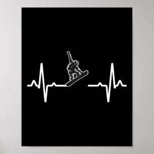 Póster Snowboard Heartbeat Snowboarder Freestyle Snow Mou