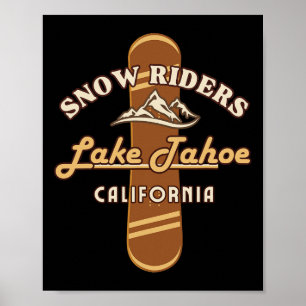 Póster Snowboard Lake Tahoe California Snowboard Winter