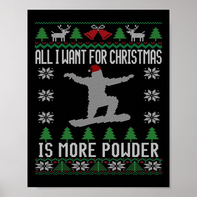 Póster Snowboard Navidades feos Snowboard Regalo Snowboa (Frente)