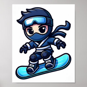 Póster Snowboard Ninja Ninja Snow Rider Snowboardin
