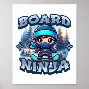 Póster Snowboard Ninja Ninja Snow Rider Snowboardin