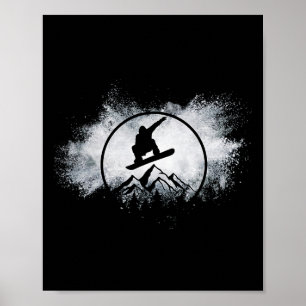 Póster Snowboard Nube de Nieve Big Air Snowboarder Snowbo
