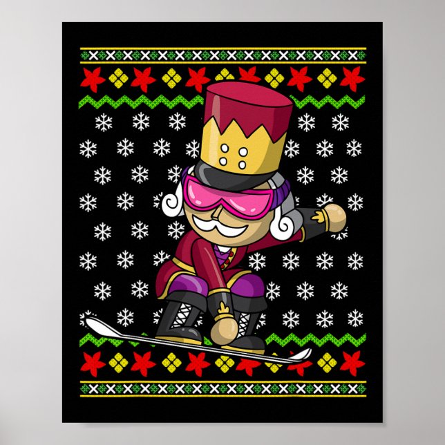 Póster Snowboard Nutcracker Snowboard Navidades feos (Frente)