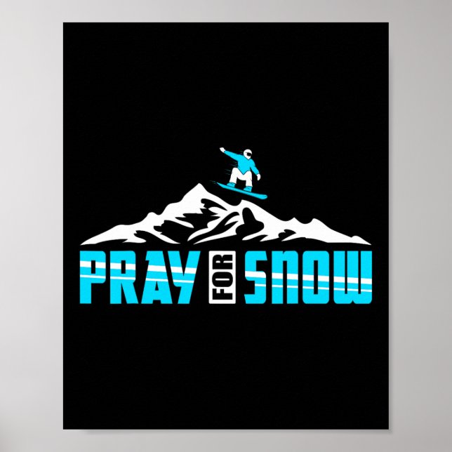 Póster Snowboard para rezar la nieve de Jesús (Frente)