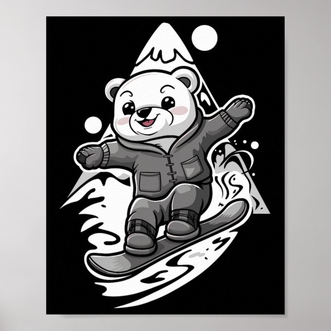 Póster Snowboard Polar Bear Mountain Snowboard Snowboard (Frente)