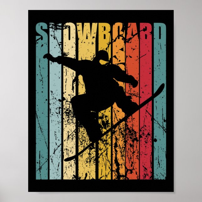 Póster Snowboard Retro Snowboard Snowboard Ski Vacation S (Frente)