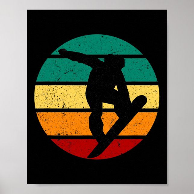 Póster Snowboard Retro Sunset Winter Deportivo Esquí Alpi (Frente)
