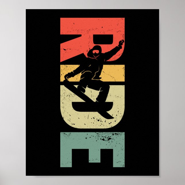 Póster Snowboard Ride Vintage Retro (Frente)
