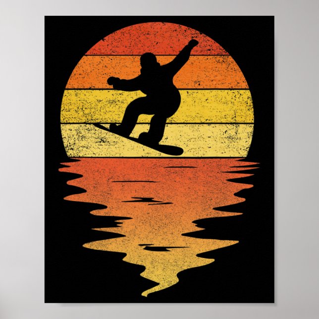 Póster Snowboard Shirt Retro Sunset 70s Vintage Snowbo (Frente)
