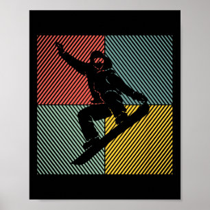 Póster Snowboard Skilift Vintage Snowboarder