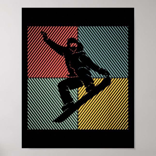 Póster Snowboard Skilift Vintage Snowboarder (Frente)