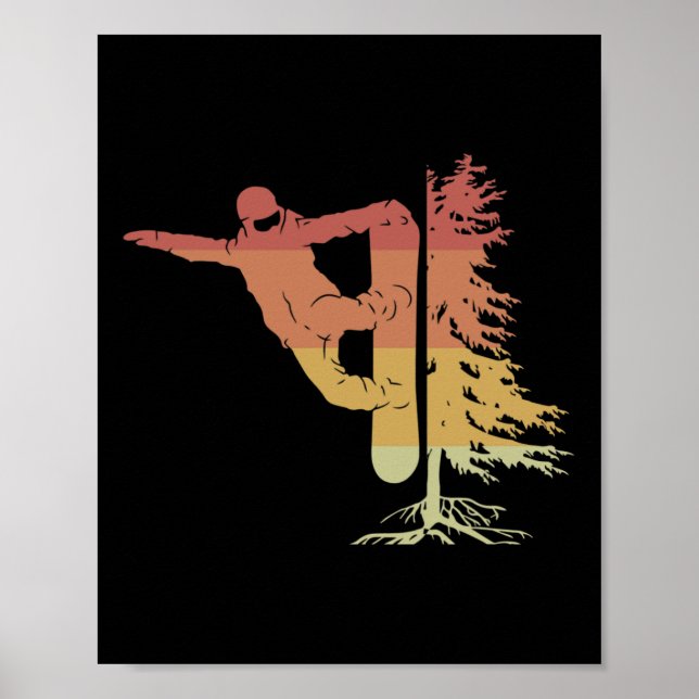 Póster Snowboard Snowboard Con El Árbol Sin Pista (Frente)