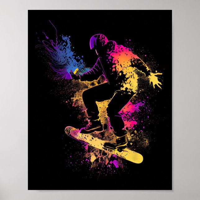 Póster Snowboard Snowboard Silhouette Gift (Frente)