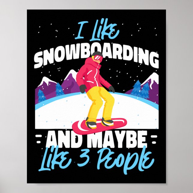 Póster Snowboard Snowboard Snowboard Me Gusta Snowboard Y (Frente)