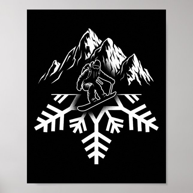 Póster Snowboard Snowboard Snowboard Snowflake Vintage (Frente)