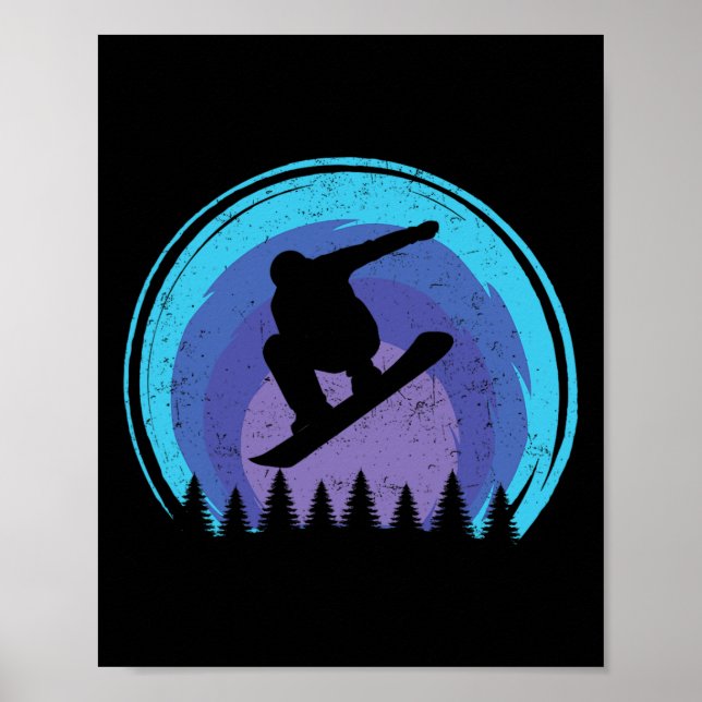 Póster Snowboard Snowboard Snowboarder Silhouette Grun (Frente)