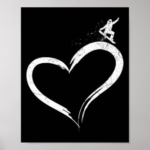 Póster Snowboard Snowboard Vintage Heart