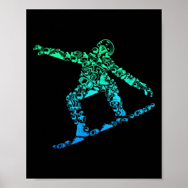 Póster Snowboard Snowboarder Snowboard Hombres Niños (Frente)