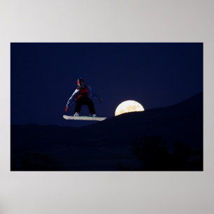 Póster Snowboard sobre el poster de la Luna Llena