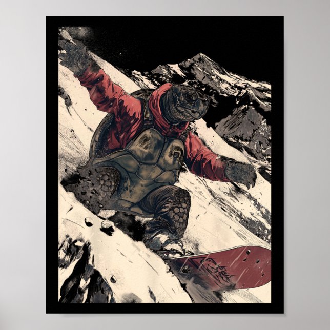Póster Snowboard Tortoise Alpine Skine Resort T (Frente)