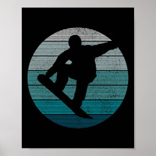 Póster Snowboard Vintage Retro Freestyle Snowboard Gif