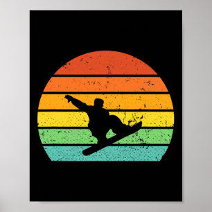 Póster Snowboard Vintage Retro Sunset Snowboard