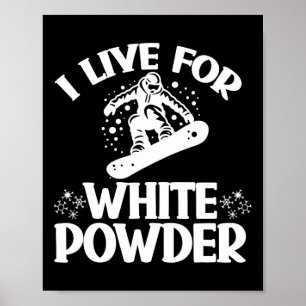 Póster Snowboard Vivo Por Nieve En Polvo Blanco