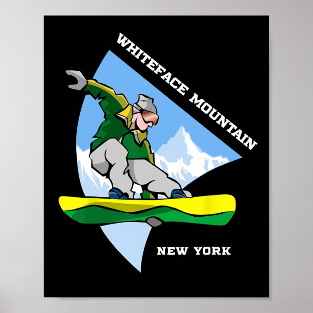Póster Snowboard Whiteface Mountain New York Snowboard (Frente)