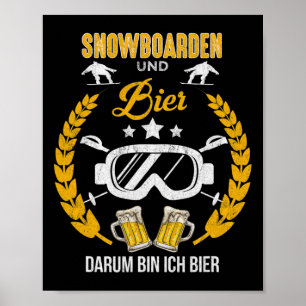 Póster Snowboard Y Beer Darum Bin Ich Alquilar Gracioso A