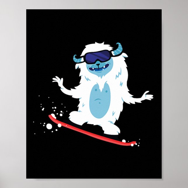 Póster Snowboard Yeti Bigfoot Gift Para Sasquatch Monst (Frente)