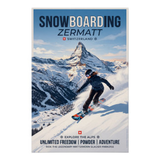 Póster Snowboarden in Zermatt 