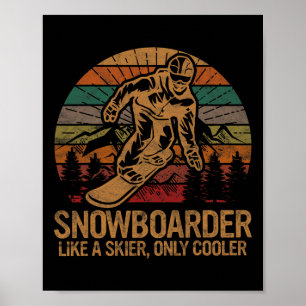 Póster Snowboarder Como Un Esquiador Solo Esquí Frío Snow