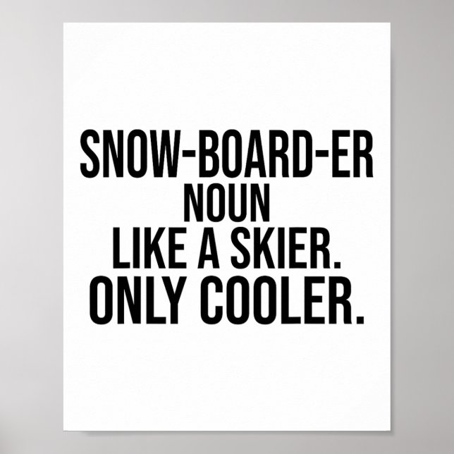 Póster Snowboarder Definition Dictionary Funny Snowboardi (Frente)