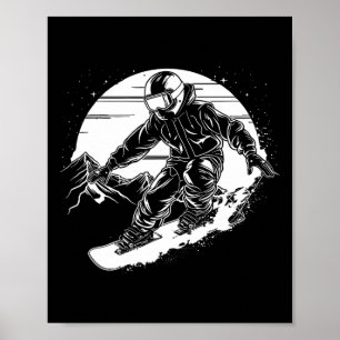Póster Snowboarder Dibujando la Pendiente de Snowboard 2