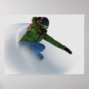 Póster Snowboarder En Polvo