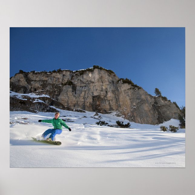Póster Snowboarder free riding (Frente)