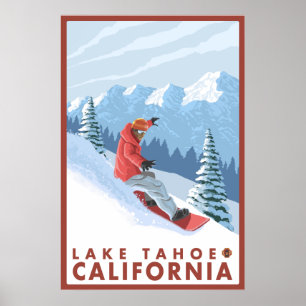 Póster Snowboarder Scene - Lake Tahoe, California