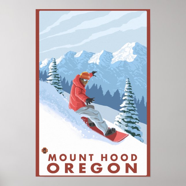 Póster Snowboarder Scene - Mount Hood, Oregon (Frente)