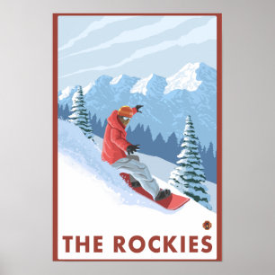 Póster Snowboarder Scene - The Rockies