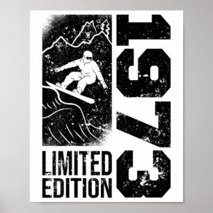 Póster Snowboarder Vintage 1973 Birthday Snowboard Sno
