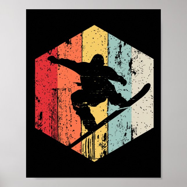 Póster Snowboarding Retro Style Snowboarder (Frente)