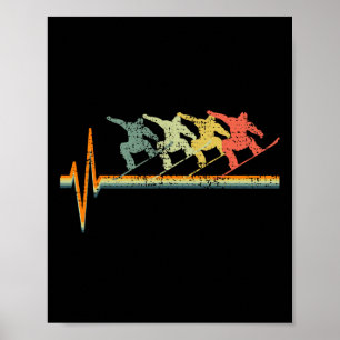 Póster Snowboarding Snowboarder Heartbeat Tee Regalo