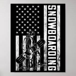 Póster Snowboarding Vintage Snowboarder Bandera Estadouni