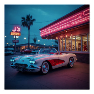 Póster Snowcrest White Fuelie Roadster Coche Deportivo Vi
