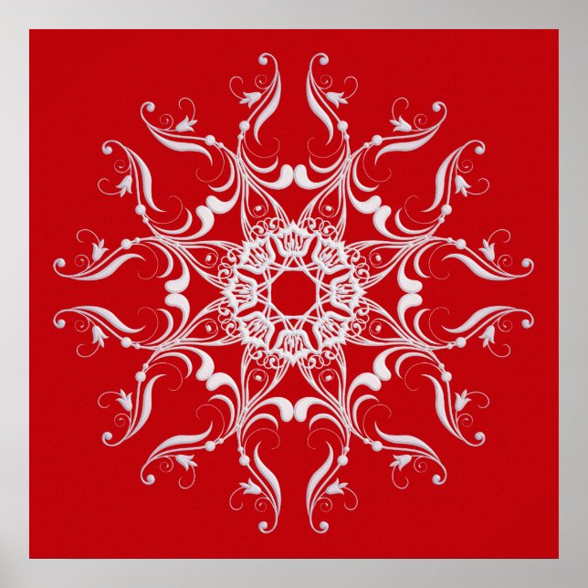 Póster Snowflake Estilo Barroco Rojo (Frente)